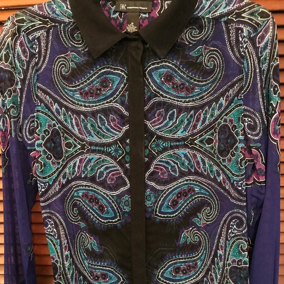NWOT Funky print long sleeve button down shirt - Picture 1 of 4